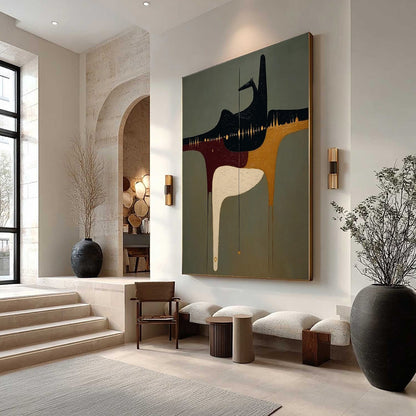 Gold and Grey Minimalist Abstract Textured Oil Painting – The Conduit