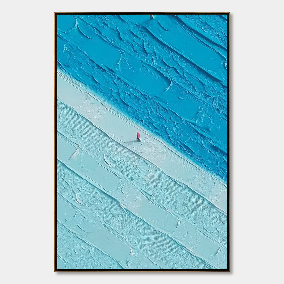 The Crossing hand-painted white and red textured coastal landscape painting rolled canvas option