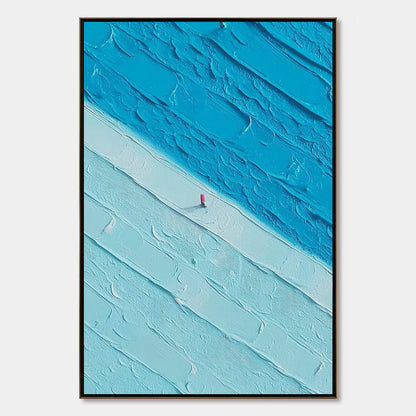 The Crossing hand-painted white and red textured coastal landscape painting rolled canvas option