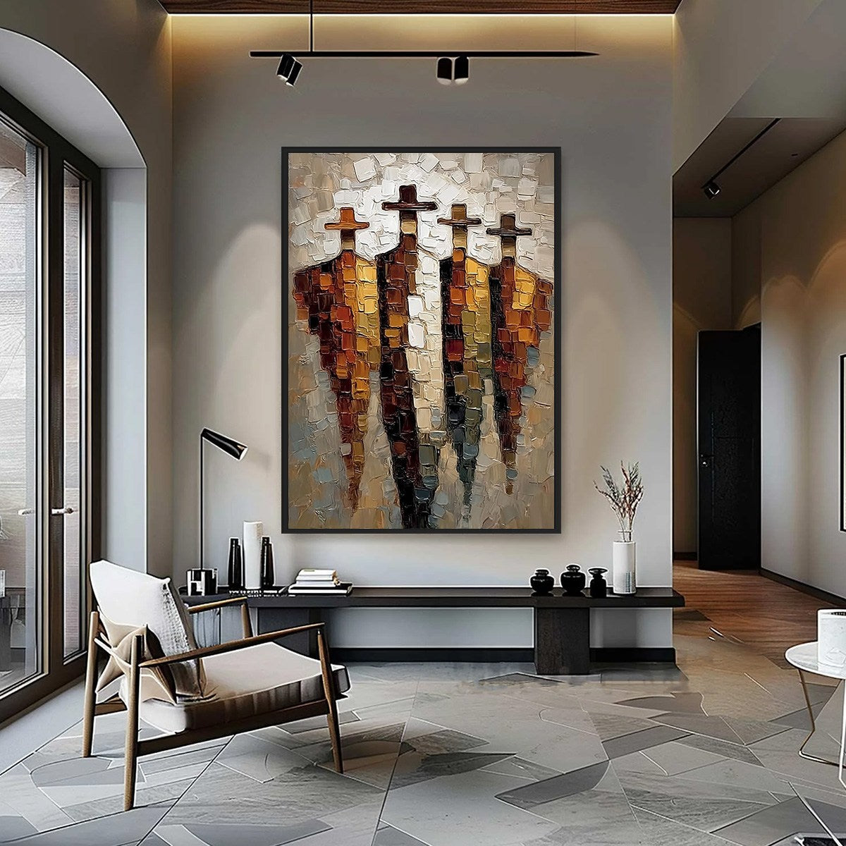 The Four Journeymen – Figurative Impasto Oil Painting, view 4
