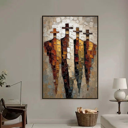 The Four Journeymen – Figurative Impasto Oil Painting, view 2