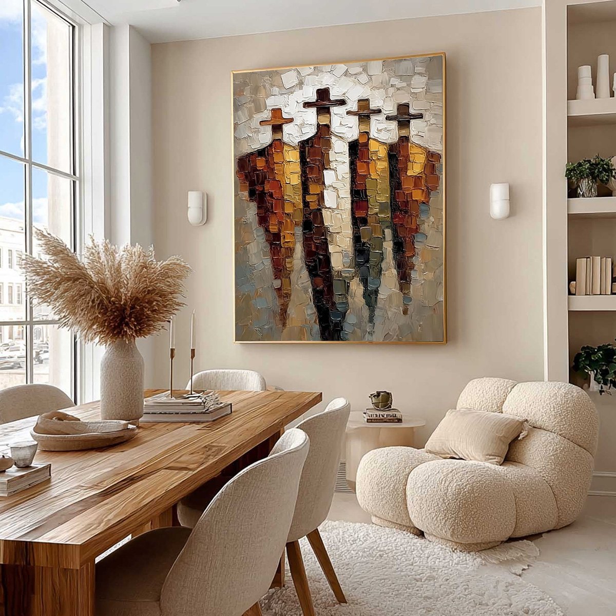 Abstract Figurative Impasto Oil Painting – The Four Journeymen