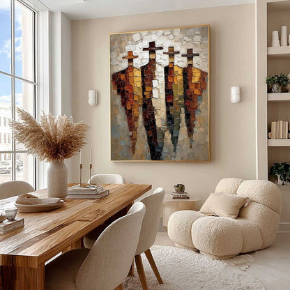 Abstract Figurative Impasto Oil Painting – The Four Journeymen