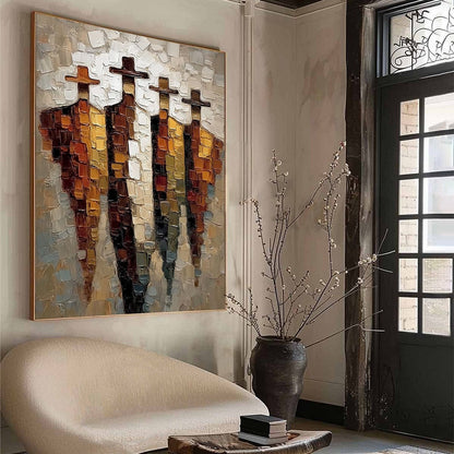 Abstract Figurative Impasto Oil Painting – The Four Journeymen