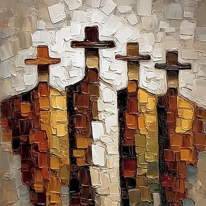 The Four Journeymen – Figurative Impasto Oil Painting, view 3