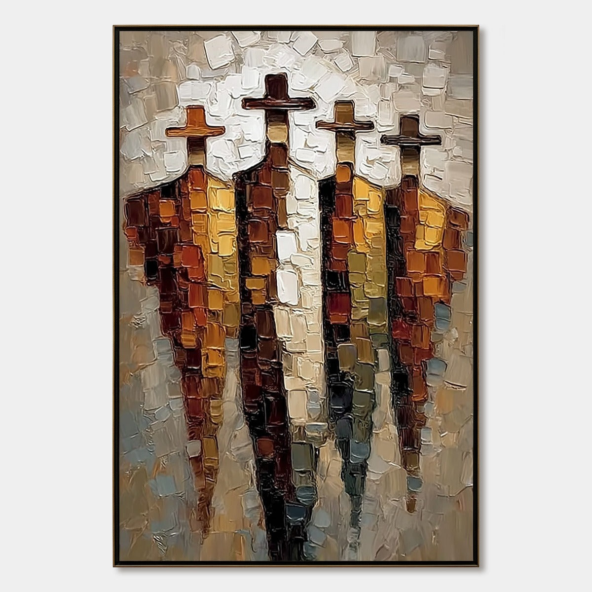 The Four Journeymen – Figurative Impasto Oil Painting, view 1