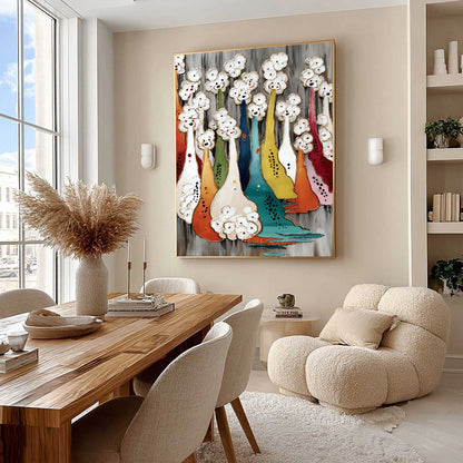 Colorful Abstract Figurative Impasto Oil Painting – The Gathering