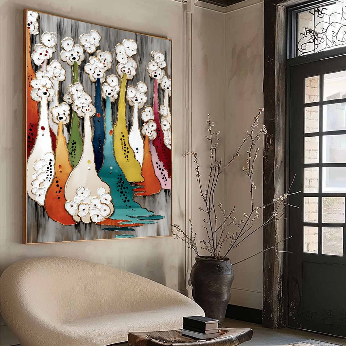 Colorful Abstract Figurative Impasto Oil Painting – The Gathering