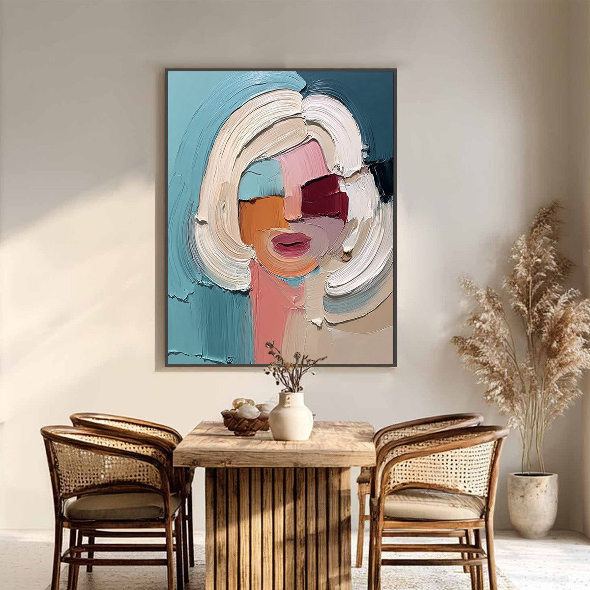 Abstract Figurative Palette Knife Oil Painting – The Gaze