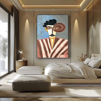Abstract Figurative Textured Oil Painting – The Gentleman