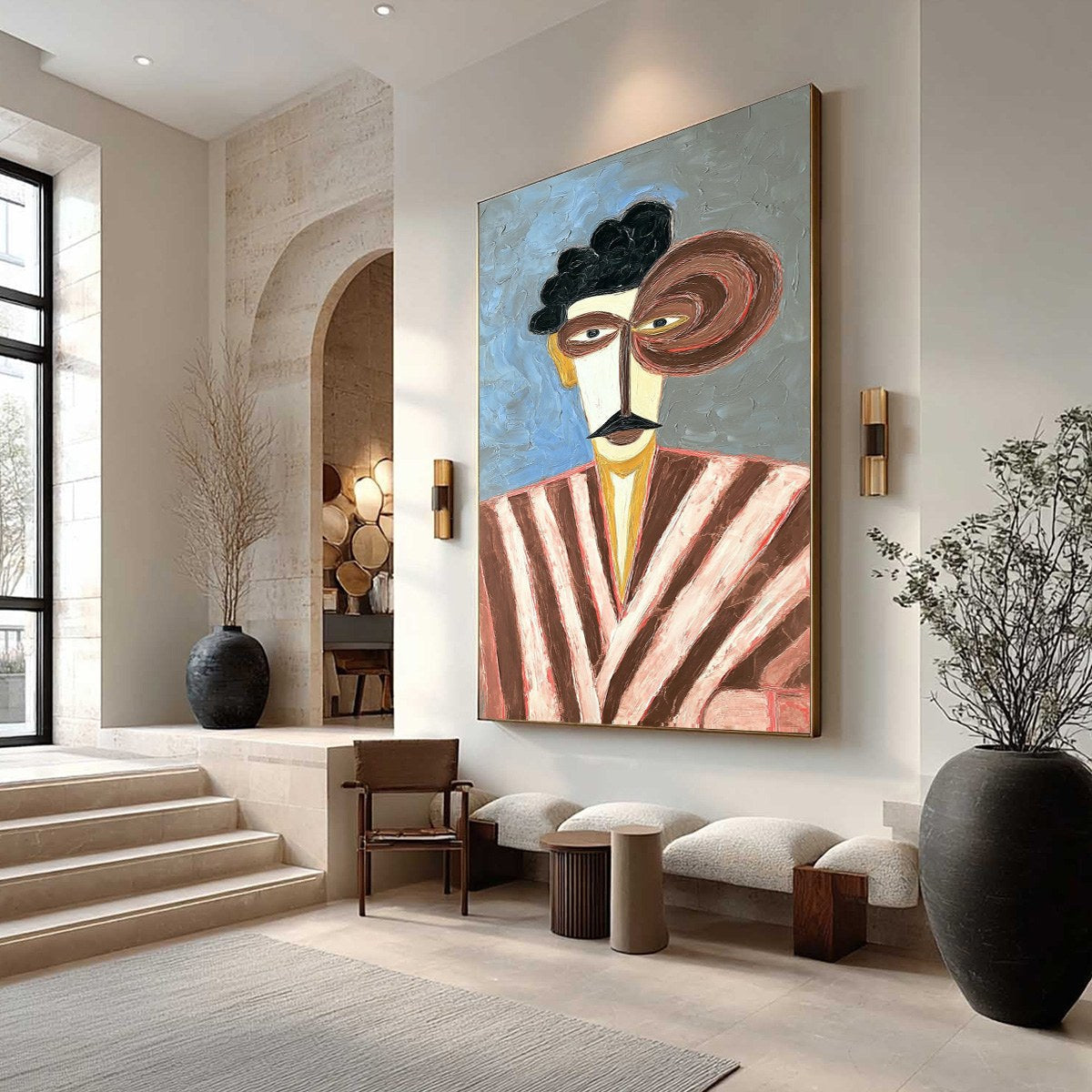 Abstract Figurative Textured Oil Painting – The Gentleman