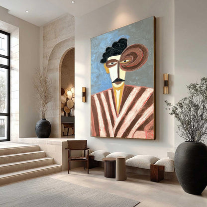 Abstract Figurative Textured Oil Painting – The Gentleman