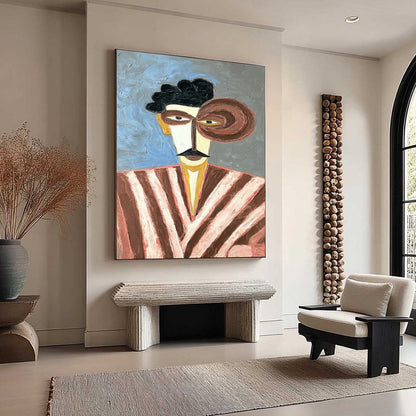 Abstract Figurative Textured Oil Painting – The Gentleman