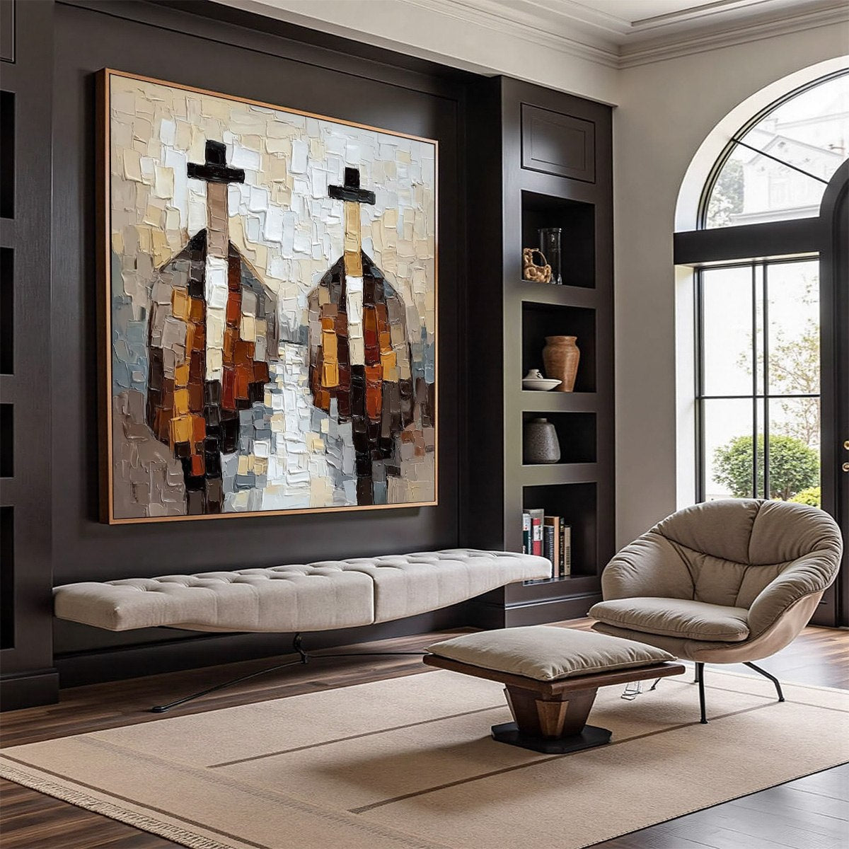 Abstract Figurative Impasto Oil Painting – The Gentlemen'S Accord