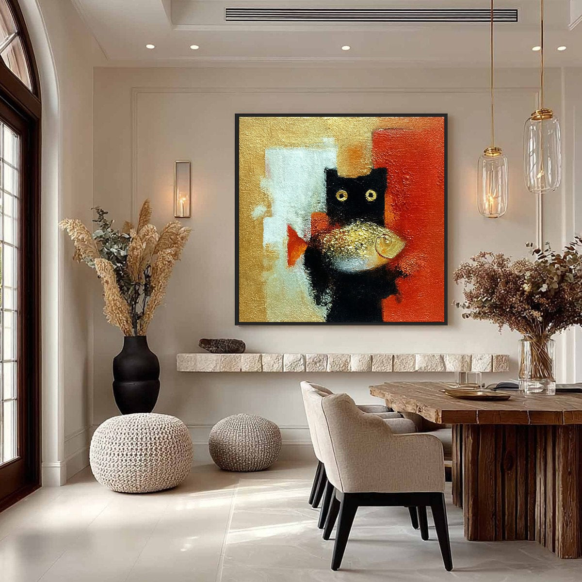 The Golden Catch – Cat Oil Painting, view 4