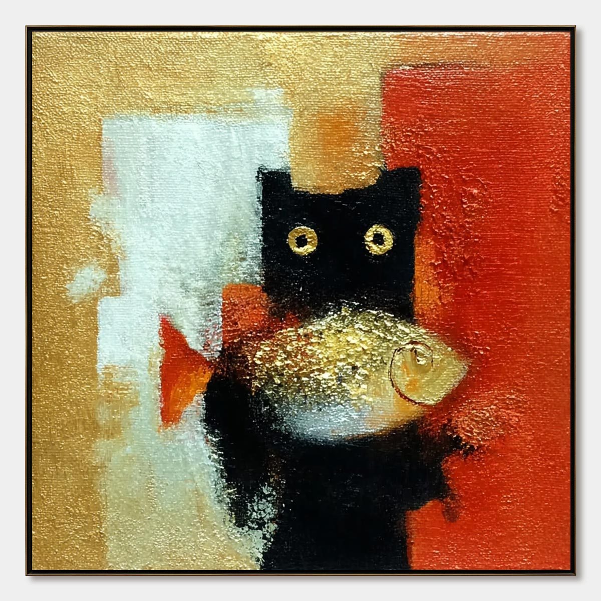 The Golden Catch – Cat Oil Painting, view 1