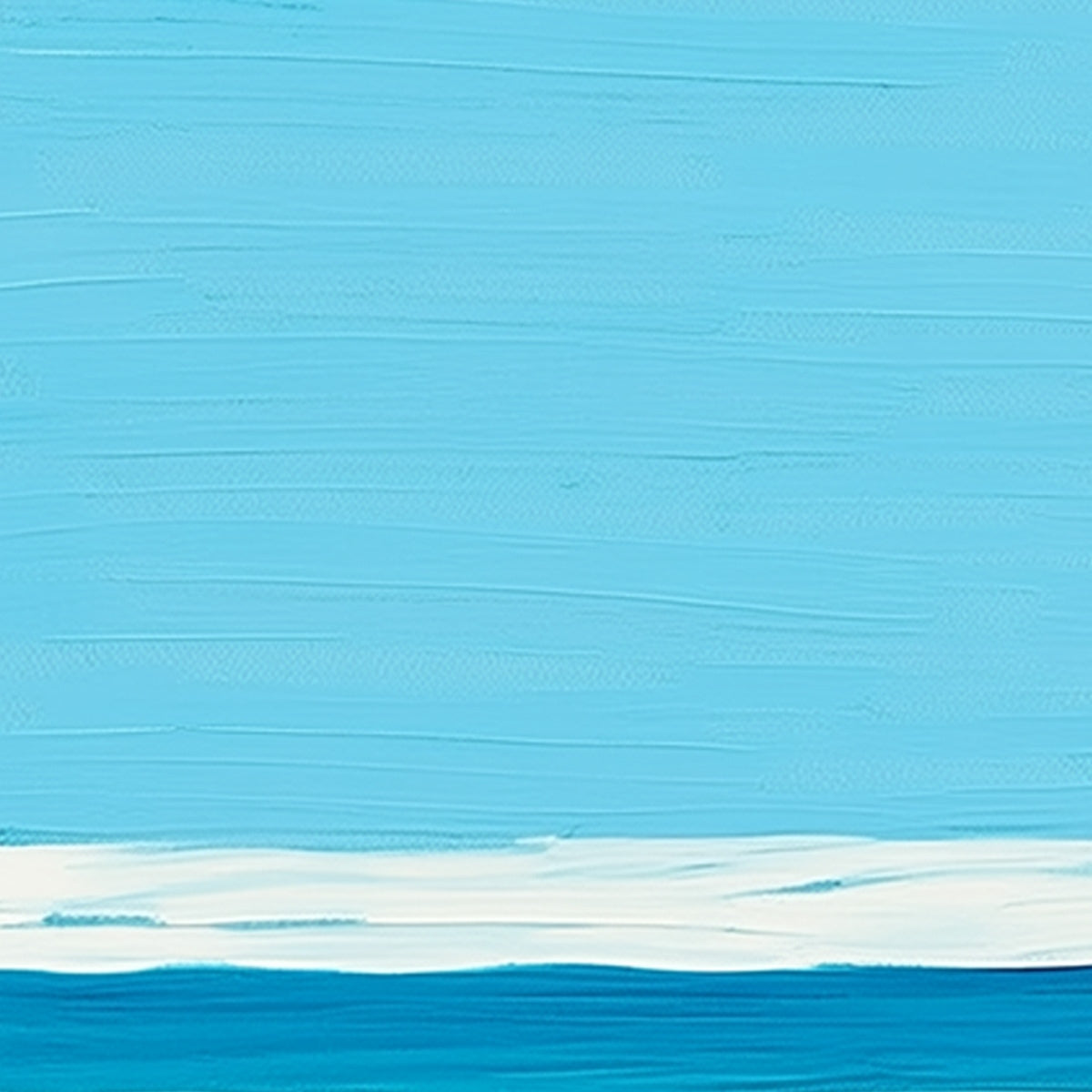 The Leap hand-painted ocean blue, ivory and soft neutral tones textured coastal abstract painting shown with white frame