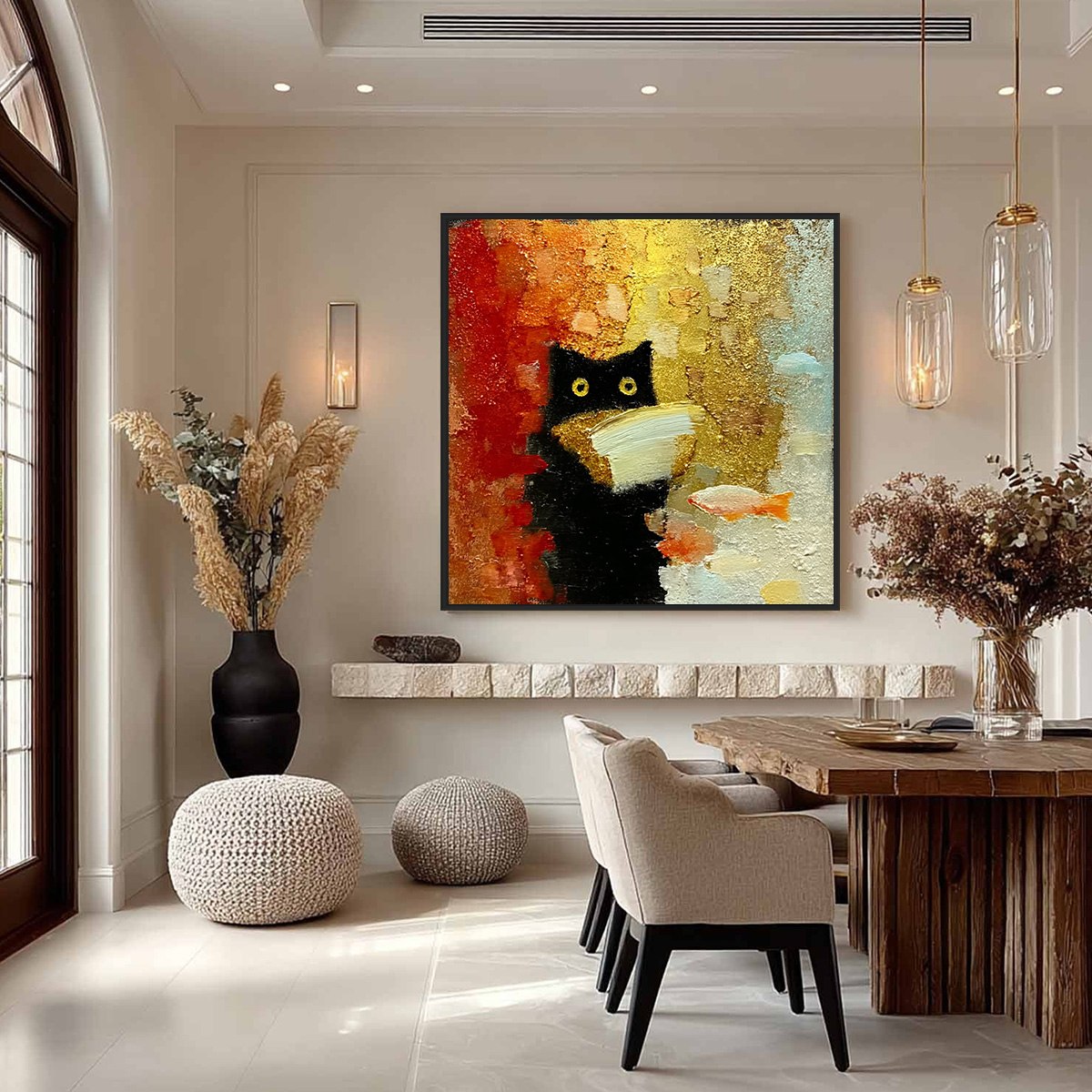 The Midnight Scholar – Cat Impasto Oil Painting, view 4