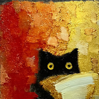 The Midnight Scholar – Cat Impasto Oil Painting, view 5