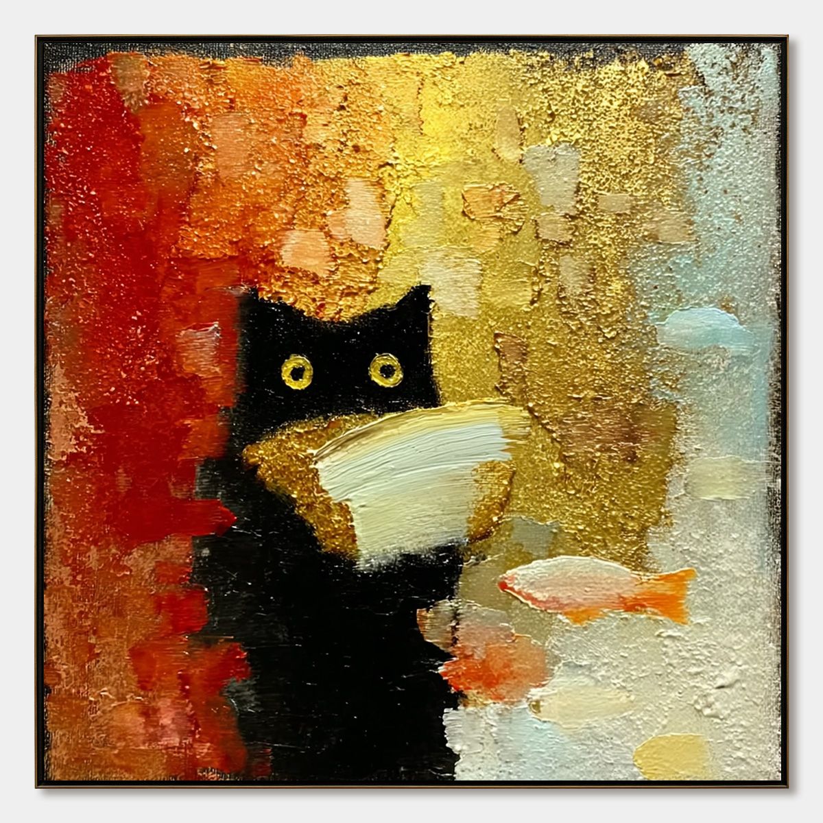 The Midnight Scholar – Cat Impasto Oil Painting, view 1