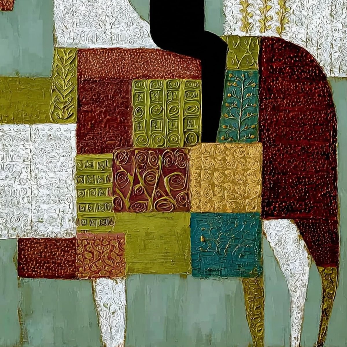 The Patchwork Rider – Boho Figurative Oil Painting, view 5
