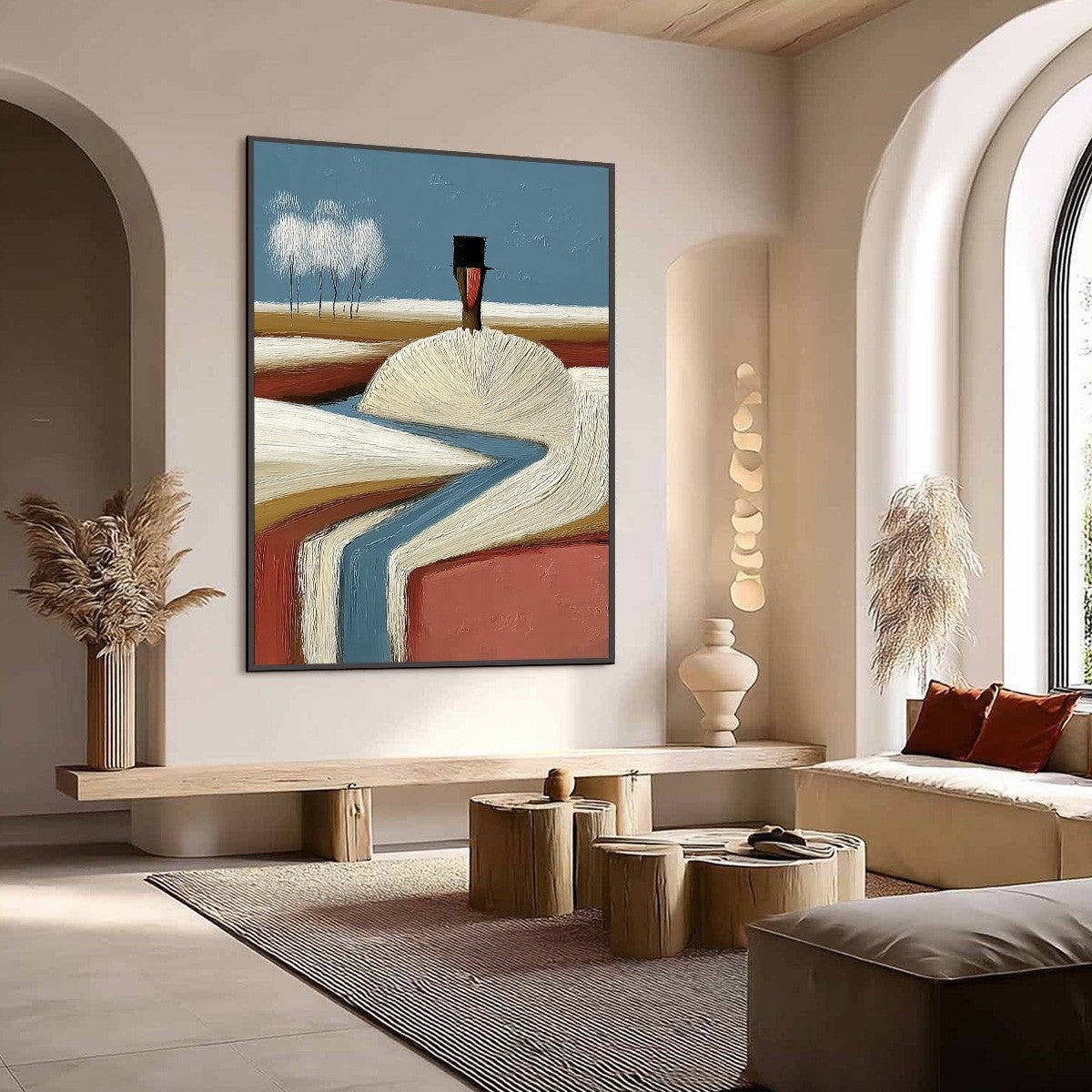Wabi-Sabi Figurative Impasto Oil Painting – The Silent Journey