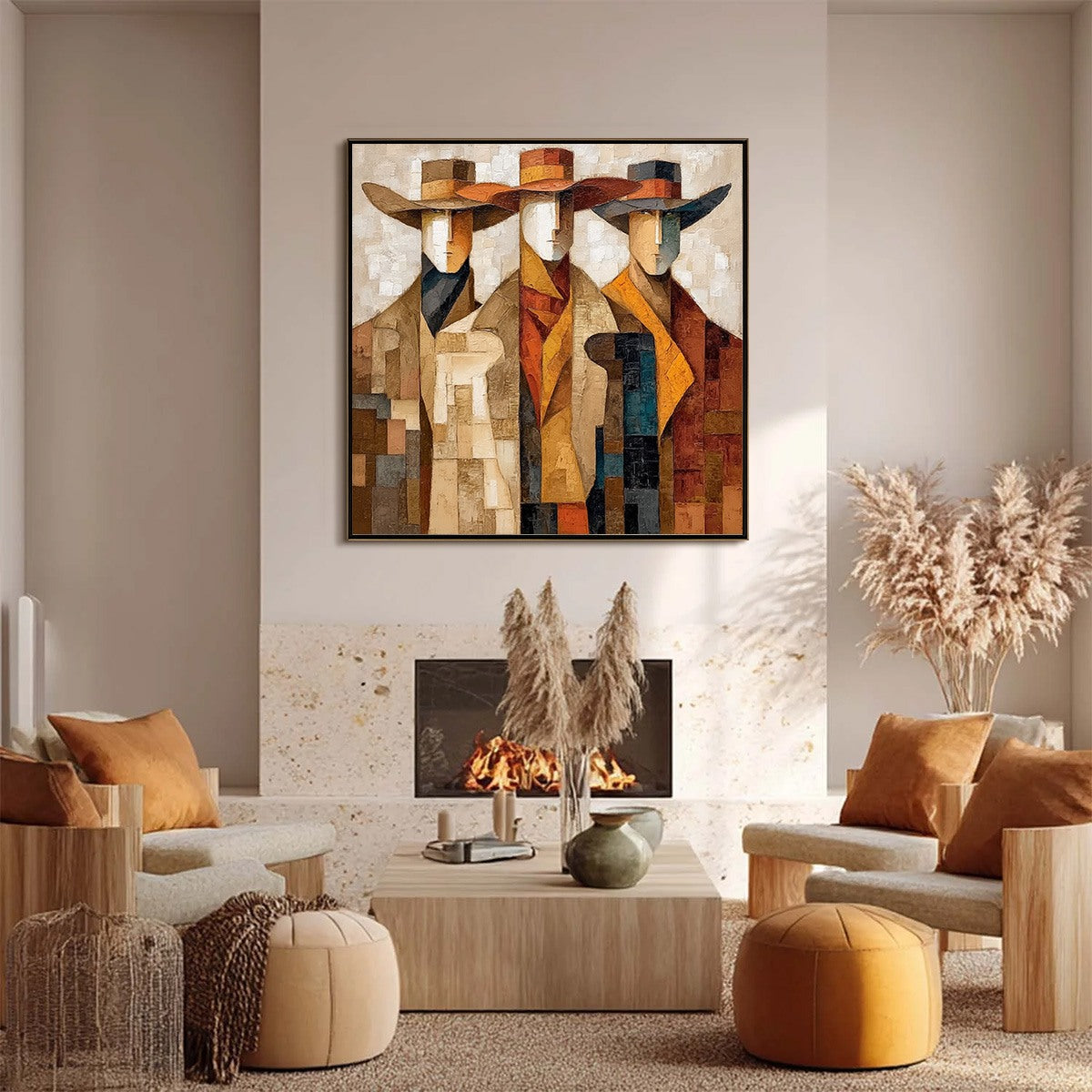 Abstract Figurative Textured Oil Painting – The Unison
