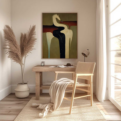 Abstract Celestial Textured Oil Painting – The Voyager'S Steed
