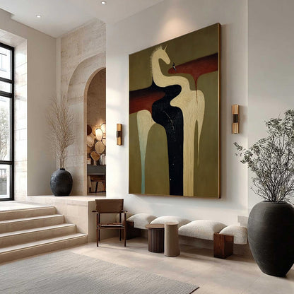Abstract Celestial Textured Oil Painting – The Voyager'S Steed