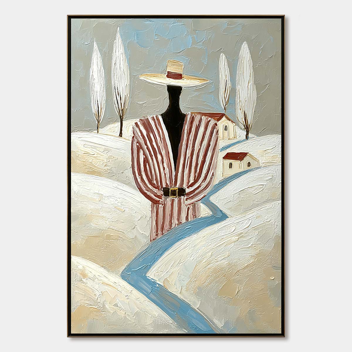 The Wanderer'S Path – Minimalist Figurative Impasto Oil Painting, view 1
