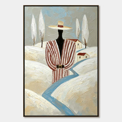 The Wanderer'S Path – Minimalist Figurative Impasto Oil Painting, view 1