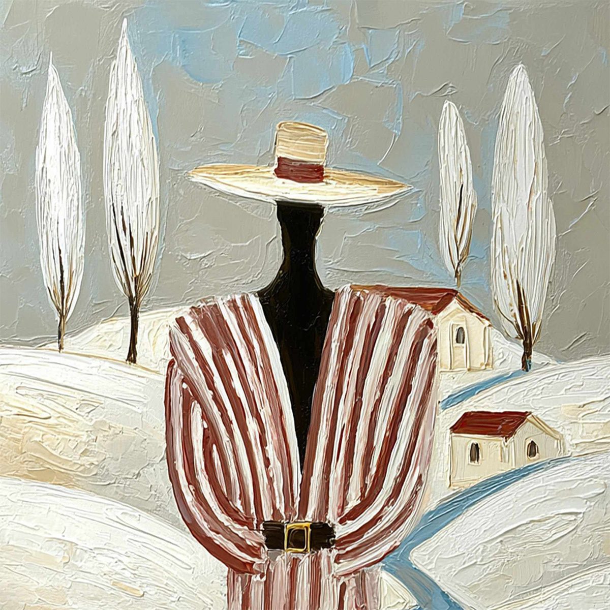 The Wanderer'S Path – Minimalist Figurative Impasto Oil Painting, view 3