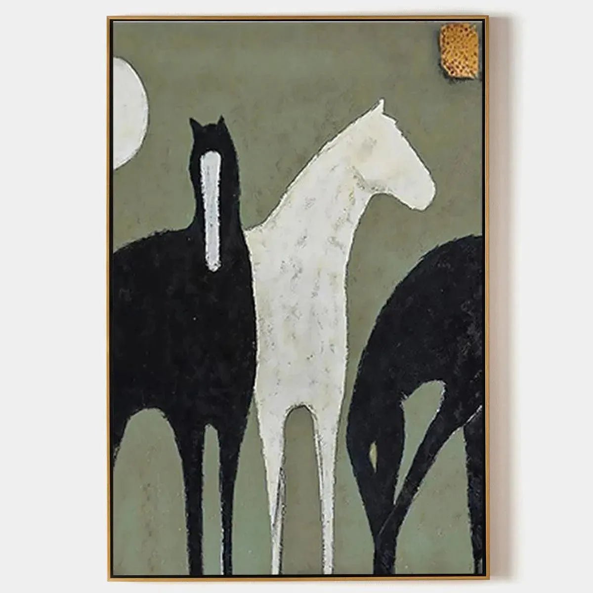 Three Horses – Minimalist Horse Oil Painting, view 1