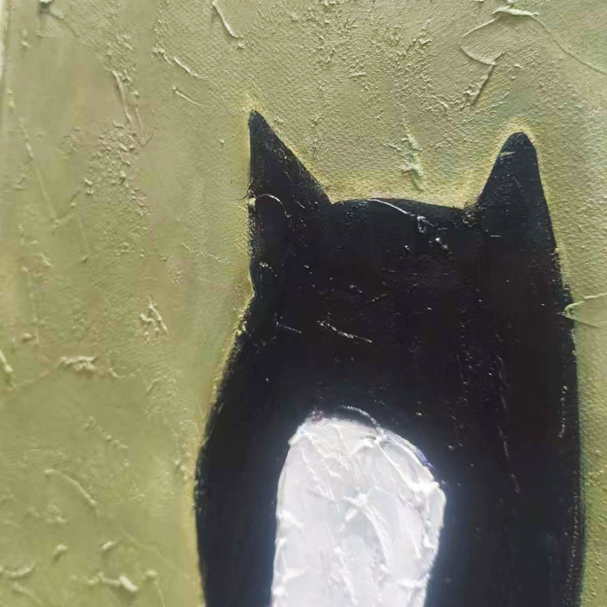Green Minimalist Horse Oil Painting – Three Horses