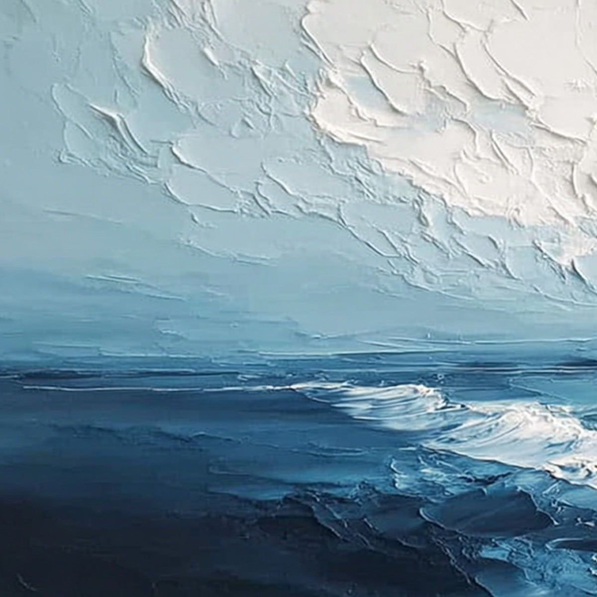 Tidal Whisper hand-painted sand and ivory textured seascape painting shown with gold frame