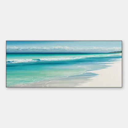Turquoise Dream hand-painted turquoise and ivory textured seascape painting rolled canvas option