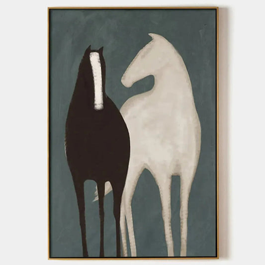 Two Horses – Minimalist Horse Oil Painting, view 1
