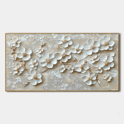 Golden Blossoms – Floral Textured Oil Painting, view 1