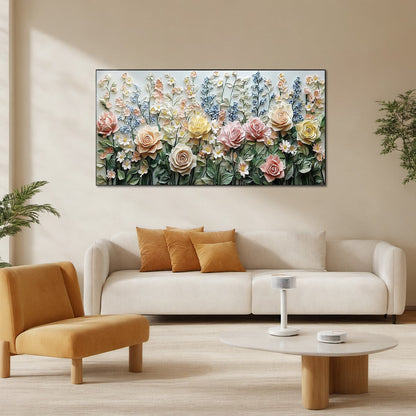 Floral Impasto Oil Painting – Garden Rhapsody