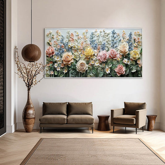 Garden Rhapsody – Flower Garden Impasto Oil Painting, view 2