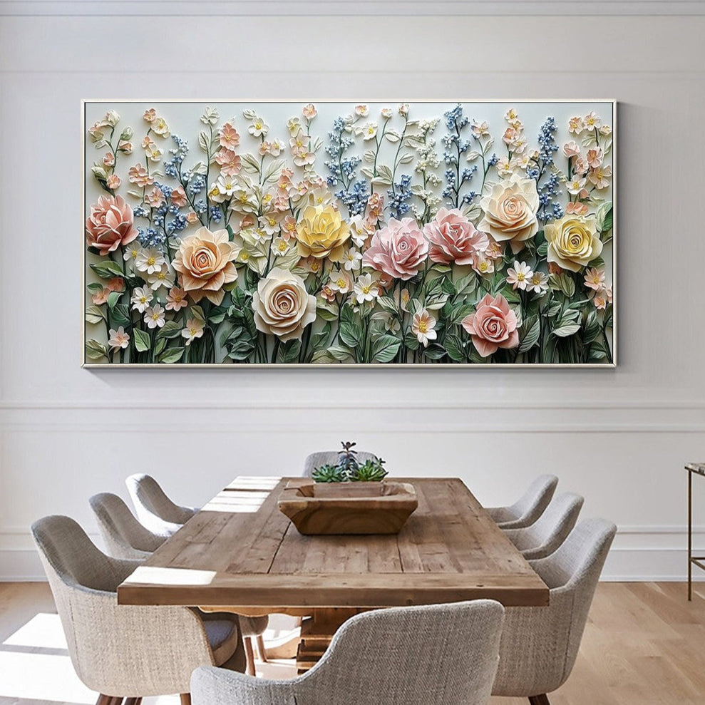 Garden Rhapsody – Flower Garden Impasto Oil Painting, view 5