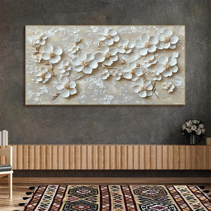 Golden Blossoms – Floral Textured Oil Painting, view 2