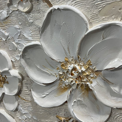 Golden Blossoms – Floral Textured Oil Painting, view 4