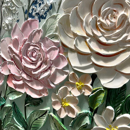 Floral Impasto Oil Painting – Garden Rhapsody
