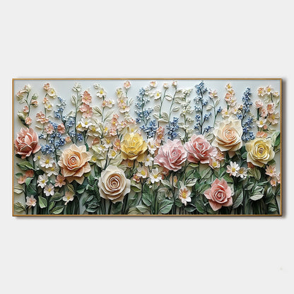 Garden Rhapsody – Flower Garden Impasto Oil Painting, view 1