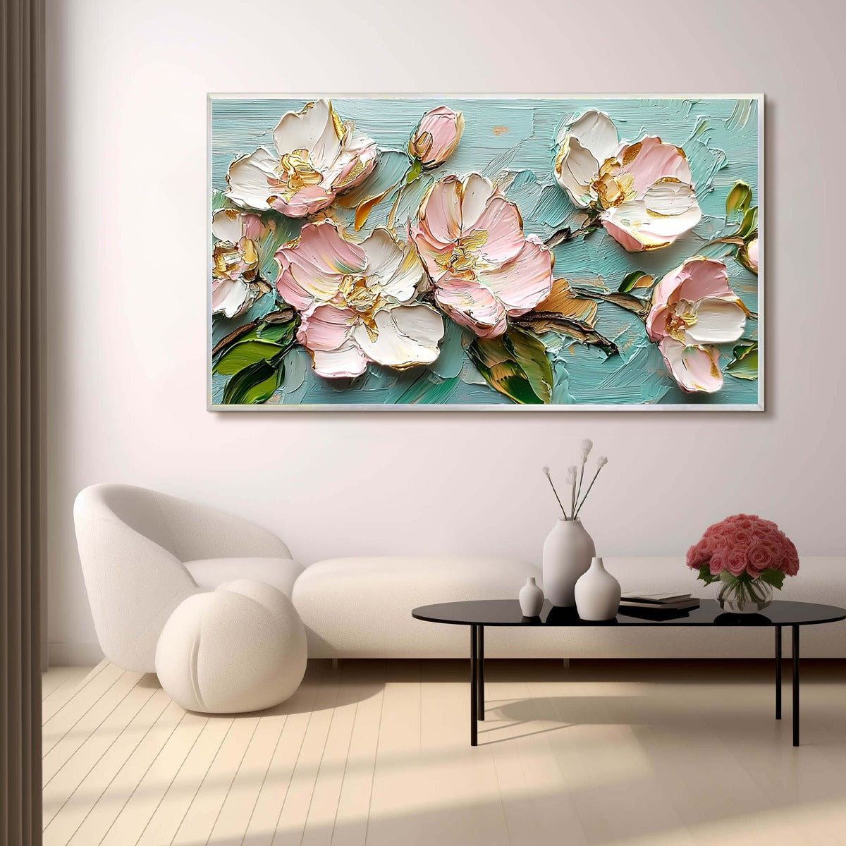Floral Impasto Oil Painting – Blossom Serenade