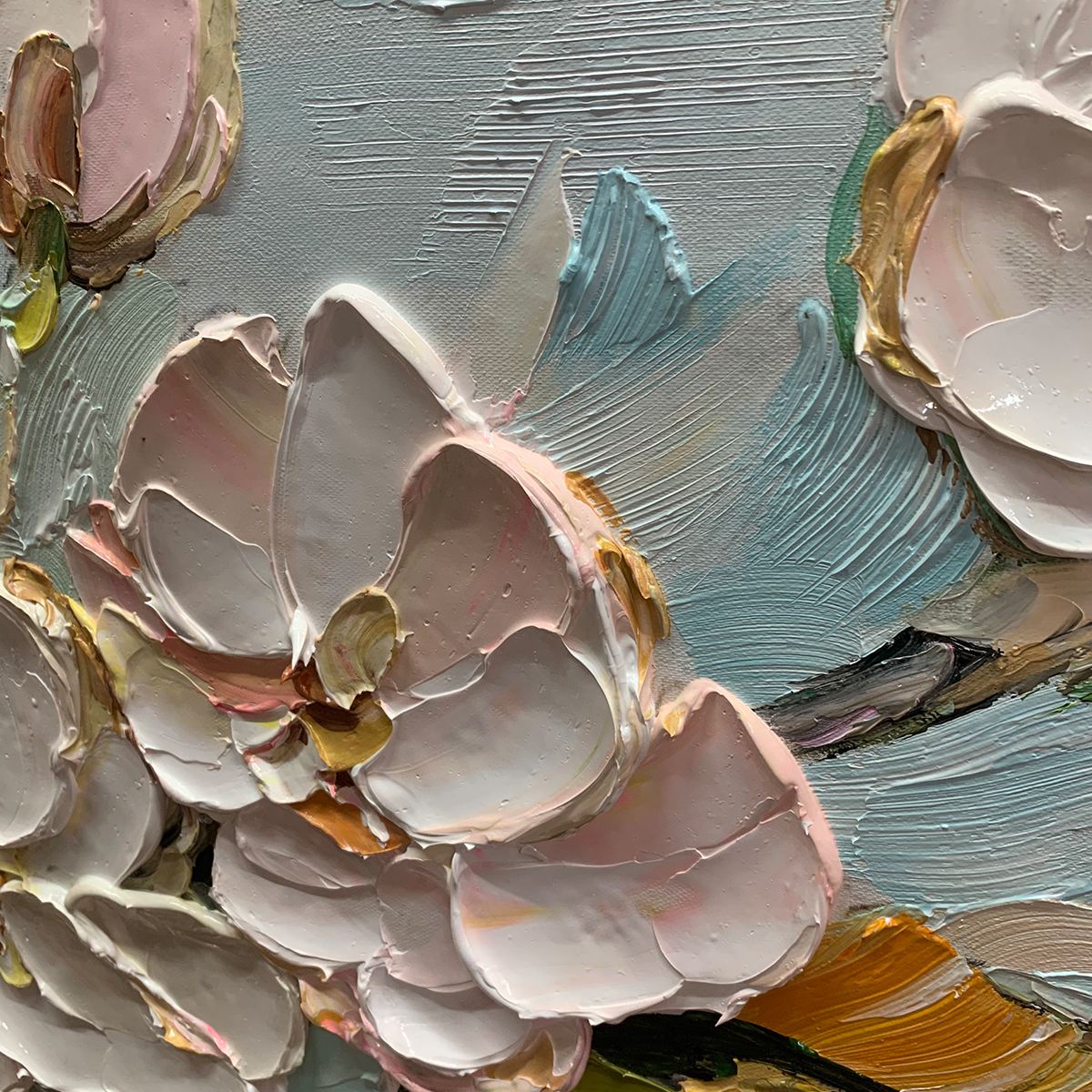 Floral Impasto Oil Painting – Blossom Serenade