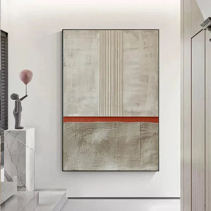 Terracotta and Beige Wabi-Sabi Landscape Textured Oil Painting – Textured Minimalist Landscape