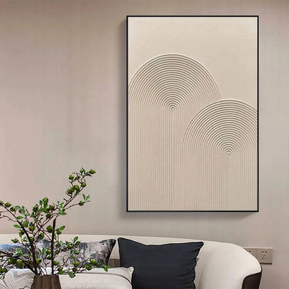 Beige Wabi-Sabi Abstract Textured Oil Painting – Textured Rainbow