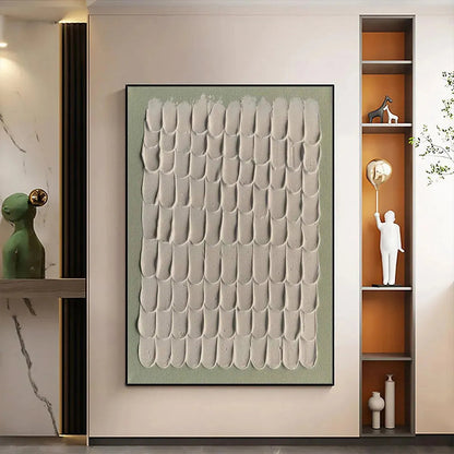 Green Wabi-Sabi Landscape Textured Oil Painting – Textured Scales